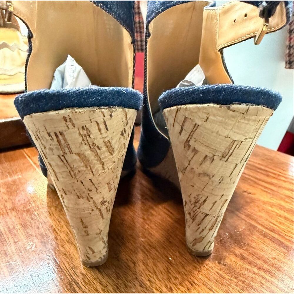 Nine West Blue Denim Wedge Heels Women’s Size 11 - Picture 6 of 9